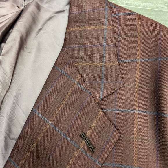 Bespoke Michael Christopher Maroon Plaid Sport Coat 48L - Picture 3 of 9